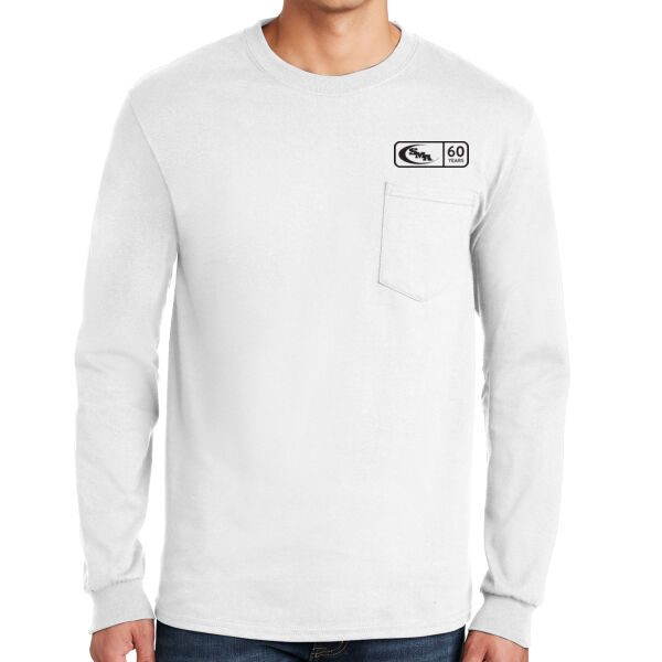 60th Anniversary - Ultra Cotton ® 100% US Cotton Long Sleeve T Shirt with Pocket -  Printed Thumbnail